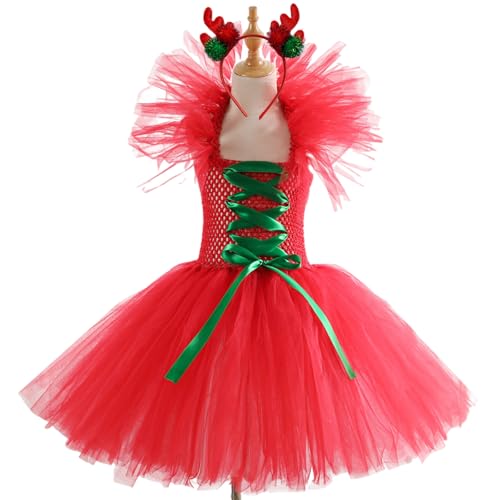 GMBYLBY Mädchen Weihnachtskostüm Mit Prinzessinkleid Und Stirnband Für Mädchen Weihnachten Geburtstag Halloween Prinzessin Dress Up Outfits von GMBYLBY