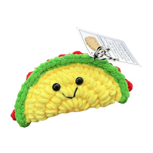 GMBYLBY Miniatur Tacos Häkelplüschpuppen Handgefertigtes Dekoratives Strickspielzeug Zur Emotionalen Unterstützung Mit Ermutigungskarte von GMBYLBY