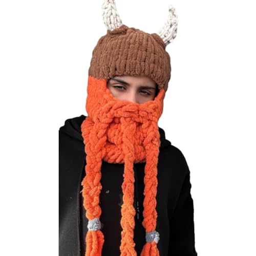 GMBYLBY Neuheit Gestrickte VikingHorn Kappe Frauen Männer Unisex Kostüm Pullover Horn Halloween Kopfbedeckung Party Requisiten von GMBYLBY