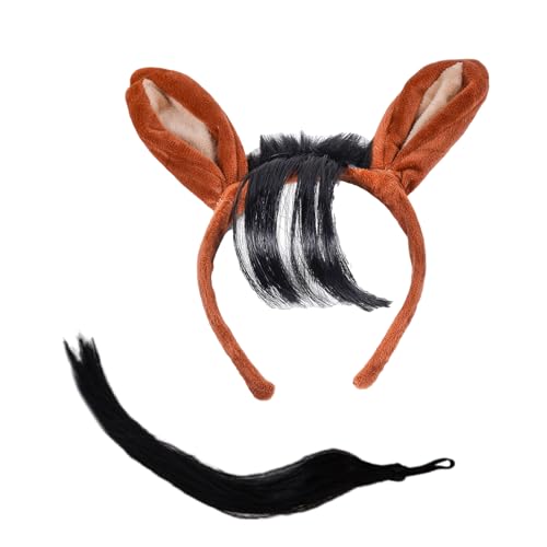 GMBYLBY Pferde-Kostüm-Zubehör, Ohr-Stirnband mit Schwanz, Cosplay-Outfit für Kinder, Erwachsene, Weihnachten, Halloween, Rollenspiele, Tier-Essentials GMBYLBY Pferde-Kostüm-Zubehör, Ohr-Stirnband mit Schwanz, Cosplay-Outfit für Kinder, Erwachsene, Weihnachten, Halloween, Rollenspiele, Tier-Essentials von GMBYLBY
