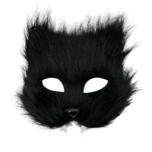 GMBYLBY Realistische Pelzige Katzen Maske Maskerade Maske Halbe Gesicht Brille Für Frauen Männer Halloween Cosplay Maskerade Kostüm Brillen von GMBYLBY