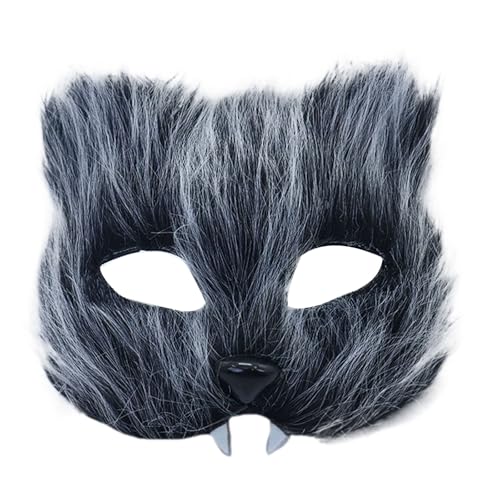 GMBYLBY Realistische Pelzige Katzen Maske Maskerade Maske Halbe Gesicht Brille Für Frauen Männer Halloween Cosplay Maskerade Kostüm Brillen von GMBYLBY