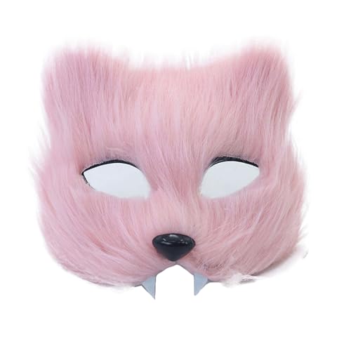 GMBYLBY Realistische Pelzige Katzen Maske Maskerade Maske Halbe Gesicht Brille Für Frauen Männer Halloween Cosplay Maskerade Kostüm Brillen von GMBYLBY