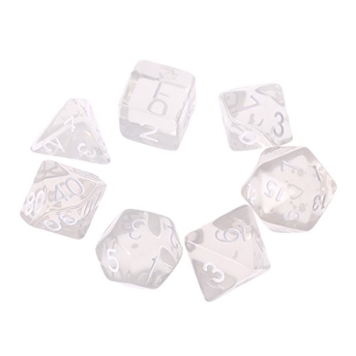 GMBYLBY Set Aus 7-seitigen Polyedrischen Würfeln Für RPG D4-D20 Transparent von GMBYLBY