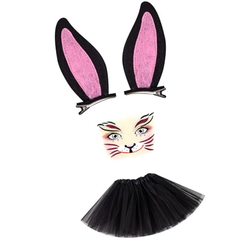 GMBYLBY Zarte Kaninchen Ohren Haarclip Mit Passenden Gesichtsaufklebern Und Maschenrockzubehör Für Kinder Erwachsene Rollen Spielen Kaninchenohren Hair Clip Set GMBYLBY Zarte Kaninchen Ohren Haarclip Mit Passenden Gesichtsaufklebern Und Maschenrockzubehör Für Kinder Erwachsene Rollen Spielen Kaninchenohren Hair Clip Set von GMBYLBY