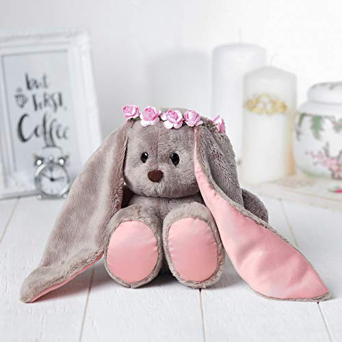 GMMH Plüschtier Stofftier Bär Hase Teddybär Fuchs, 20 cm Hoch (Hase mit Rosenkranz), Osterhase Kuscheltier Plüsch Plüschtiere Kuscheltiere von GMMH