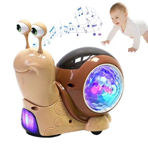 Baby Krabbel Spielzeug 6-18 Monate, 2025 Neuest Schnecke Krabbelspielzeug mit Lichter und Musik, Pädagogisches Spielzeug Baby, Krabbelspielzeug Baby Weihnachten Geschenke (braun) von GMTEO