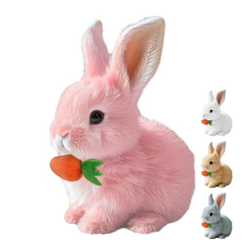 GMTEO Ostern Realistic Bunny Toy, 2025 Neu Hüpfendes Kaninchen Spielzeug, Ostern Plüschhase, Hasen Spielzeug Geräusche Macht und Dessen Ohren und Nase Sich Bewegen, Plüschhase Kuschelhase (Pink) von GMTEO