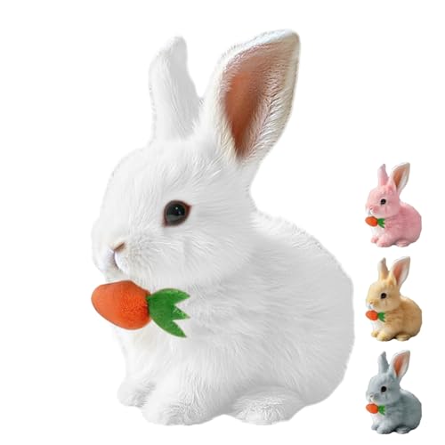 GMTEO Ostern Realistic Bunny Toy, 2025 Neu Hüpfendes Kaninchen Spielzeug, Ostern Plüschhase, Hasen Spielzeug Geräusche Macht und Dessen Ohren und Nase Sich Bewegen, Plüschhase Kuschelhase (Weiß) von GMTEO