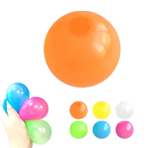 Magie Decke Ball, 2025 Neuest Nachtlicht Kleber Hüpfball, Stressball Squeeze Toys, Magie Decke Ball, Mitgebsel Kindergeburtstag 10 Jahre (Orange, 12 Stück) von GMTEO