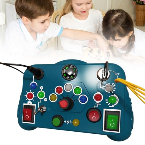 Spielzeug Busy Board mit LED Lichtschalter, 2024 Activity Board Motorikspielzeug mit 12 LED 8 Schalter Sensorik Spielzeug Lernspielzeug für Babys und Kleinkinder ab 1 2 3 4 Jahre (Grün) von GMTEO