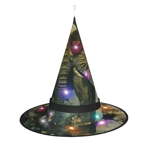 GMVVAC Hexenkostüm mit Natur-Elefanten-Druck, Accessoire für Halloween, Cosplay, Party, Gastgeschenk, Urlaubsdekoration von GMVVAC