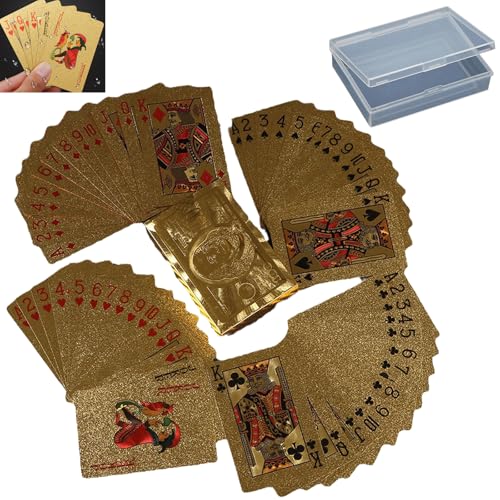 GNAUMORE Goldene Spielkarten Spiele,Gold Plastik Spielkarten,Gold Pokerkarten,Gold Pokerkarten Spielkarten,Plastik Gold Poker,Gold Spielkarten,Plastik Poker Goldene,wasserdichte Spielkarten von GNAUMORE