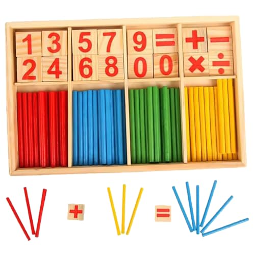 GNAUMORE Mathematisches Spielzeug Holz,Mathe Rechenstab,Mathe Spielzeug Rechenstäbchen,Zählstab aus Holz,Mathe Spielzeug für Kinder,Montessori Mathe Spielzeug,Zahlenspiel Holzstäbe von GNAUMORE