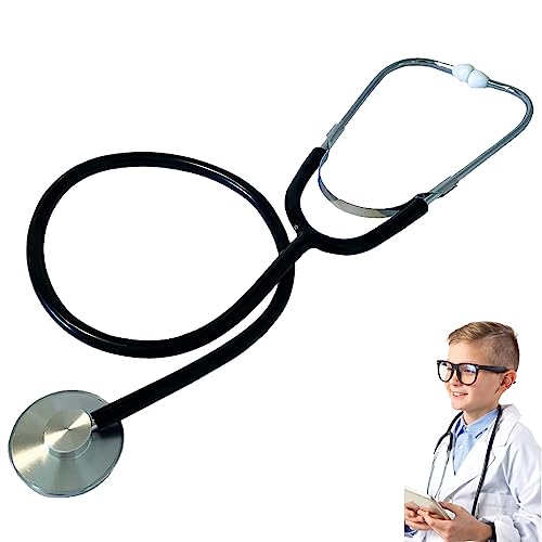 GNAUMORE Metall Stethoskop Kinder,Metal Stethoscope,Funktionsfähiges Stethoskop Spielzeug,Funktionsfähiges Stethoskop Spielzeug,Kinder Stethoskop,Schwarz von GNAUMORE