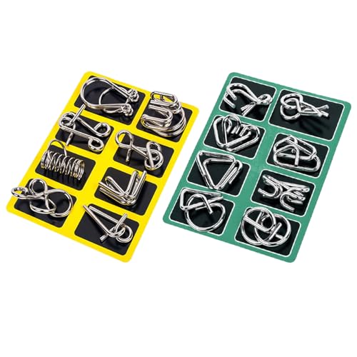 GNAUMORE Mini Metal Denkspiele Spielzeug,Metallknobellei Set IQ Spiele,3D Metall Gehirn Teaser,Metall IQ Spiele,Metall Knobelspiele Set,Metallpuzzle 16Pcs/Set,Kinder IQ Puzzle Set,Puzzle Ring Metall von GNAUMORE