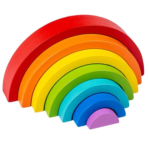 GNAUMORE Regenbogen Holz,Holz Montessori Regenbogen,Regenbogen Holzspielzeug,Regenbogen Spielzeug,Regenbogen Holz Spielzeug Bausteine,Holz Regenbogen Baby Pastell,Holzregenbogen Stapel von GNAUMORE