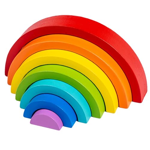 GNAUMORE Regenbogen Holz,Regenbogen Holz Spielzeug Bausteine,Regenbogen aus Holz,Regenbogen Holzspielzeug,Bausteine Vorschule Stapeln Spielzeug,Baby Lernen Spielzeug Pädagogische Puzzle für Kinder von GNAUMORE