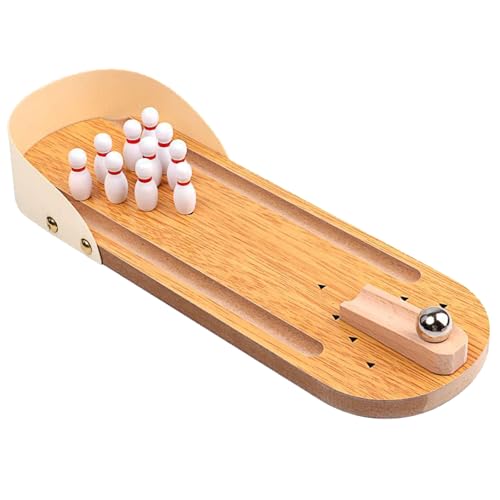 GNAUMORE Tisch Bowling Set,Mini Desktop Bowling,Tisch Mini Bowling Game Set,Tisch Desktop Bowling,Bowling Set Kinder,Hölzernen Kinder Spiel Kegelspiel,Kegelspiel Für Kinder von GNAUMORE