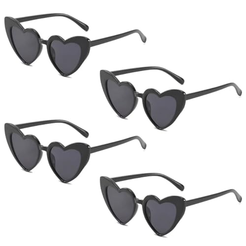 GNHG Herz Sonnenbrille, Weinsamkeit Hippie Gläser, Retro Kostüm Brille für Kinder Herren Damen 60er 70er 80er 90er Party Hippie Chic, Kleid Accessoires 4 Stück von GNHG