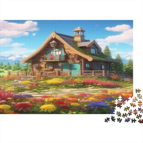 Bergdorf-Hütte Puzzle 1000 Teile Klassische Puzzles 1000 Stück Puzzle Puzzles Für Erwachsene Stress Abbauen Familien-Puzzlespiel Raumdekoration Ab 14 Jahren von GNMRTFEAE