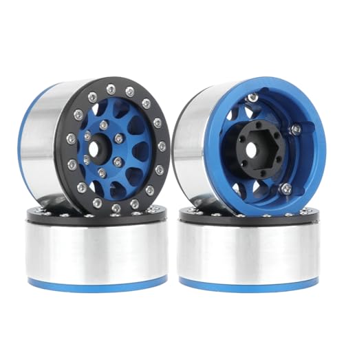 GNURBDILFO Blaue Schwarze Felge 4 Stück 1,55 Metallrad Modellautoteile für Axial SCX10 Ghost TRX4 TRX6 D90 1/10 RC Crawler Auto GNURBDILFO Blaue Schwarze Felge 4 Stück 1,55 Metallrad Modellautoteile für Axial SCX10 Ghost TRX4 TRX6 D90 1/10 RC Crawler Auto von GNURBDILFO