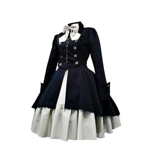 Damen Lolita Gothic Vintage-Kleid Halloween Mittelalter Renaissance Kostüm Retro Prinzessin Kleider Cosplay Kleid (Schwarz, 4XL) von GOBIWM