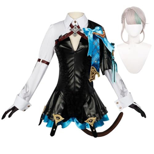 GOBIWM Anime Game Cosplay Kostüm Charakter Full Suit Outfit Perücke Arlecchino Fatui Cosplay Lynette Kostüm Focalors Cosplay Klee Kostüme Halloween Karneval Dress Up Party (Lynette 2, XXL) von GOBIWM