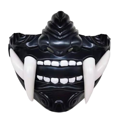 GOBIWM Mittelalterliche Retro-Maske, Geistergesicht, japanische Samurai-Oni-Maske, Dämonen-Halbgesichtszähne Maske, Fancy Prop Dress Up Outfits Party Bühnenaufführung Halloween (Typ 2, F) von GOBIWM