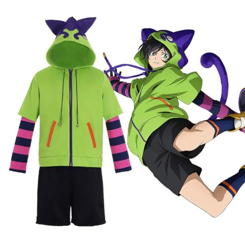 GOBIWM SK8 The Infinity Cosplay Kostüm Chinen Miya SK8 The Infinity Cosplay Perücke Chinen Miya Cosplay Hoodie Outfit Anzug Full Set Halloween Karneval Fasching Unisex (Chinen Miya, L (Damen)) von GOBIWM