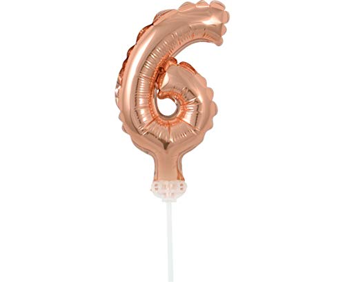 GODAN Folienballon Topper Tortenaufsatz Zahl 13 cm Rose Gold (Zahl 6) von GODAN