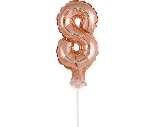 GODAN Folienballon Topper Tortenaufsatz Zahl 13 cm Rose Gold (Zahl 8) von GODAN