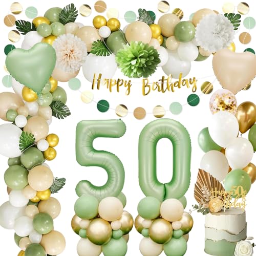 Deko 50.geburtstag Frau,50.Geburtstag Männer Frauen,Luftballon 50.Geburtstag Grün Gold,Geburtstag 50 Deko,Geburtstagsdeko 50 mit Happy Birthday Banner,Papier Pompom für 50.Geburtstag Dekorationen Deko 50.geburtstag Frau,50.Geburtstag Männer Frauen,Luftballon 50.Geburtstag Grün Gold,Geburtstag 50 Deko,Geburtstagsdeko 50 mit Happy Birthday Banner,Papier Pompom für 50.Geburtstag Dekorationen von GOEUYKM