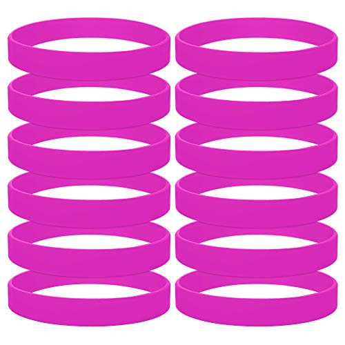 GOGO 12 Stück Silikonarmband Silikon Jelly Armbänder für Erwachsene, Gummi Armreifen, Partyzubehör- Heißes Rosa von GOGO