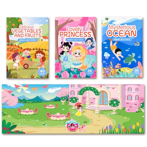 GOGOLAN Wiederverwendbare Sticker Bücher 110 Pcs Sticker, 3D Sticker Szenen Buch Flugzeug Aktivitäten, pädagogische Lernspielzeug Geschenke für Alter Jahr alt Jungen Mädchen Kleinkinder (3 Packs) von GOGOLAN