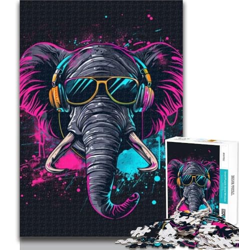 1000 Teile für Teenager, Elefant mit Kopfhörer, Puzzle 1000 Teile für Erwachsene, Lernspielzeug, Familienspiele, Geburtstagsgeschenk, Geschenke, 26x38cm 1000 Teile für Teenager, Elefant mit Kopfhörer, Puzzle 1000 Teile für Erwachsene, Lernspielzeug, Familienspiele, Geburtstagsgeschenk, Geschenke, 26x38cm von GOIUYTGM