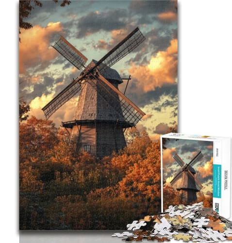 1000-teiliges Puzzle für Erwachsene und Teenager, Herbst-Windmühlen-Puzzles für Teenager, Lernspielzeug, lustige Familienspiele, einzigartige Heimdekoration, 50x75cm 1000-teiliges Puzzle für Erwachsene und Teenager, Herbst-Windmühlen-Puzzles für Teenager, Lernspielzeug, lustige Familienspiele, einzigartige Heimdekoration, 50x75cm von GOIUYTGM