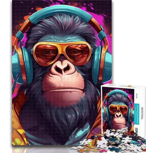 Puzzle mit Affenkopfhörern, 1000 Teile, Puzzle für Erwachsene, Spielzeug, Lernspiele, Stressabbau, einzigartige Heimdekoration und Geschenke, 26x38cm Puzzle mit Affenkopfhörern, 1000 Teile, Puzzle für Erwachsene, Spielzeug, Lernspiele, Stressabbau, einzigartige Heimdekoration und Geschenke, 26x38cm von GOIUYTGM