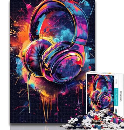 Puzzles für Erwachsene und Jugendliche, Kopfhörer, buntes Splash Art-Puzzle für Teenager, anspruchsvolles Spiel für die ganze Familie, für Frauen, Geschenke für Männer, 26x38cm Puzzles für Erwachsene und Jugendliche, Kopfhörer, buntes Splash Art-Puzzle für Teenager, anspruchsvolles Spiel für die ganze Familie, für Frauen, Geschenke für Männer, 26x38cm von GOIUYTGM