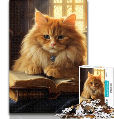 Teenager-Puzzle, Katzen-Lesebuch, 1000 Teile, Puzzle für Teenager und Erwachsene, Stressabbau, schwierige Herausforderung, stärkt die Liebe zwischen Paaren, 26x38cm Teenager-Puzzle, Katzen-Lesebuch, 1000 Teile, Puzzle für Teenager und Erwachsene, Stressabbau, schwierige Herausforderung, stärkt die Liebe zwischen Paaren, 26x38cm von GOIUYTGM