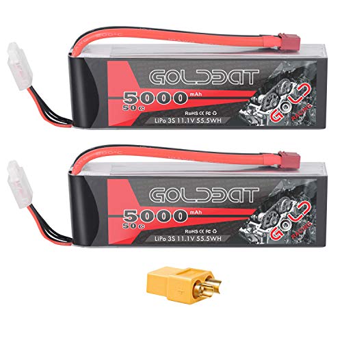 GLODBAT 3S Lipo Batterie 11,1V 50C 5000mAh RC Lipo Batterie Soft Pack mit Dekan Anschluss für RC Car Truck Boot Buggy UAV RC Flugzeug Hubschrauber Quadcopter(2packs) von GOLDBAT