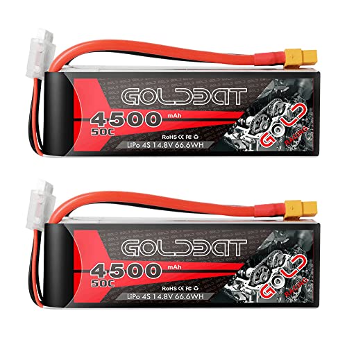 GOLDBAT 14.8V 50C 4500mAh 4S Lipo Akku mit Deans und XT60 Stecker für RC Flugzeug Quadcopter Drohne Hubschrauber Boot RC Auto Truck Racing Modelle (2 Stück) von GOLDBAT