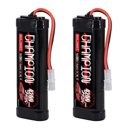 GOLDBAT RC Akku 4200MAH NIMH Batterie 7.2V Compatible with Tami YA Plug for RC-Car RC-Truck RC-Boot Traxxas LOSI-assoziiertes HPI Kyosho Quadcopter Drone Hobby(2Pack) von GOLDBAT