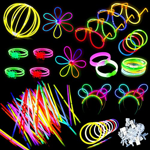 GOLDGE 224 Stück Knicklichter Party Set mit 100 Leuchtstäbe Knicklichter, Kinder Leuchtarmbänder | Knicklichter Kinder | Neon Leuchtstäbe Party Pack für Hochzeiten Partys Geburtstage Silvester Deko von GOLDGE