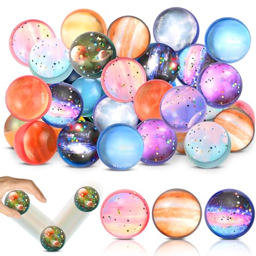 GOLDGE 30 Stück Flummies für Kinder, Gummiball Planeten Kinder Geeignet als Mitgebsel Kindergeburtstag, 32mm Gummiball Kinder Springball für Gastgeschenk Kindergeburtstag, Schultüte Pinata Füllung von GOLDGE