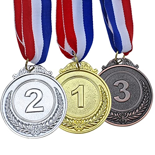 GOLDGE 3Pcs Gewinner Medaillen Gold Silber Bronze Medaille Medaillen für Kinder Gold Siegermedaillen Kinder für Party Sportstag Spielzeug Preisen Wettbewerb Auszeichnungen Medaillen Mitgebsel von GOLDGE