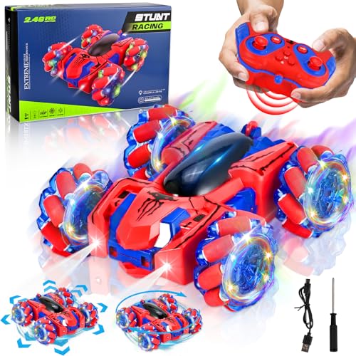 GOLDGE 2.4GHz 360° Spin RC Auto 4WD mit Coolen LED, RC Car Spielzeug für Jungen & Mädchen ab 6-12 Jahre, Indoor & Outdoor von GOLDGE