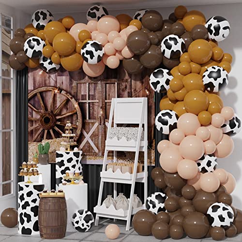 Kuh-Luftballons, Girlande, Bogen-Set, neutrale braune Rouge-Luftballons für CowBoy, CowGirl, Mottoparty, Babyparty, Bauernhof, Geburtstagsparty-Dekorationen für Jungen und Mädchen, Kinder von GOLDNICE