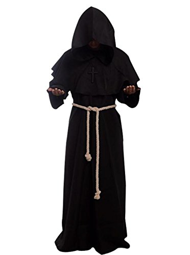 Amayar Friar Mittelalter Mönch Renaissance Priester Robe Kostüm Cosplay, Schwarz , M von GOLDSTITCH