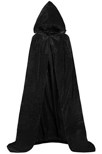 Cape Kostüm Full Length Deluxe Hooded Cloak Long Velvet Cape for Halloween Cosplay Costumes von GOLDSTITCH